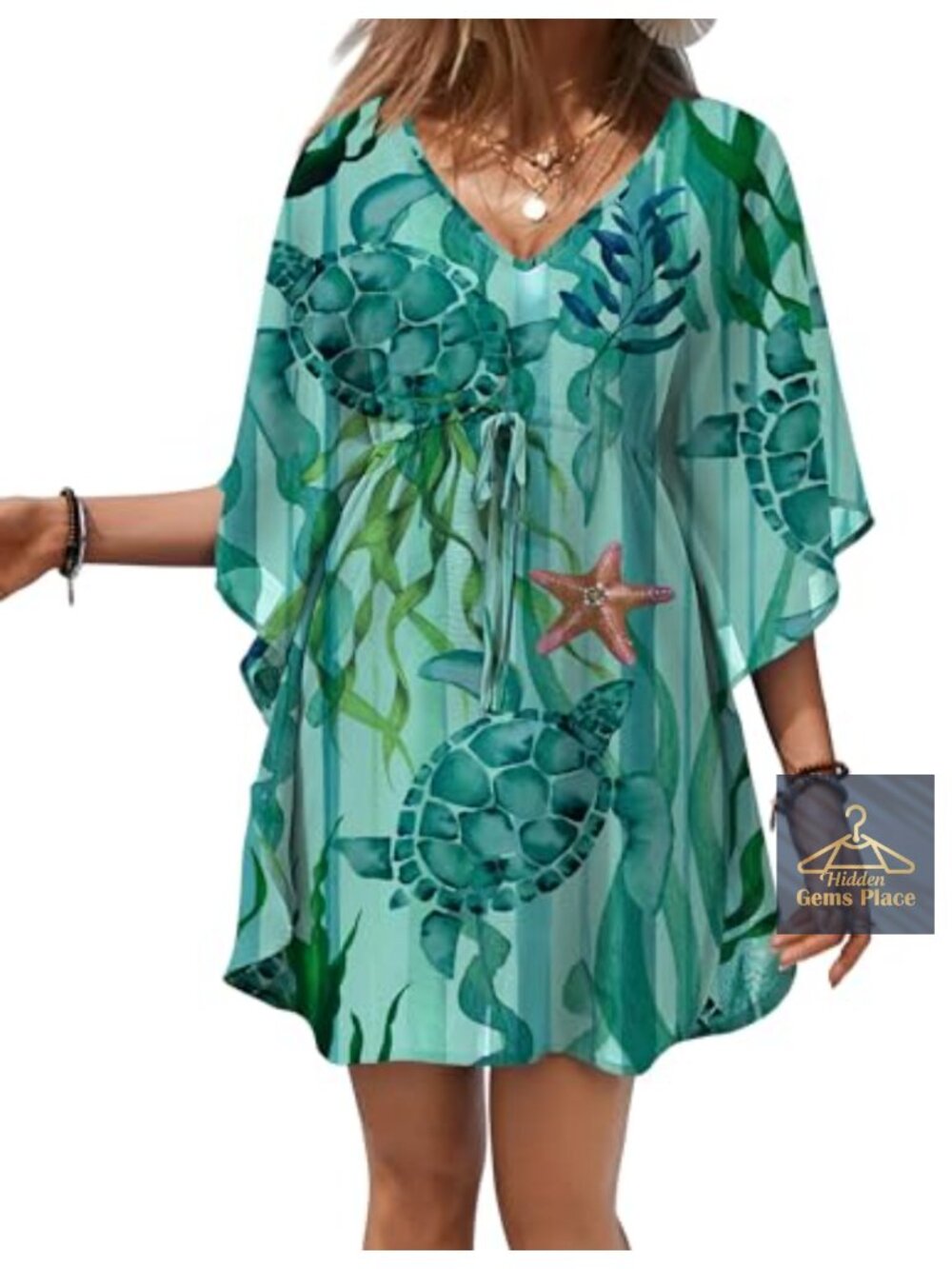 Sheer Chiffon Floral Print Swimsuit Cover Up Short Sleeve Beach